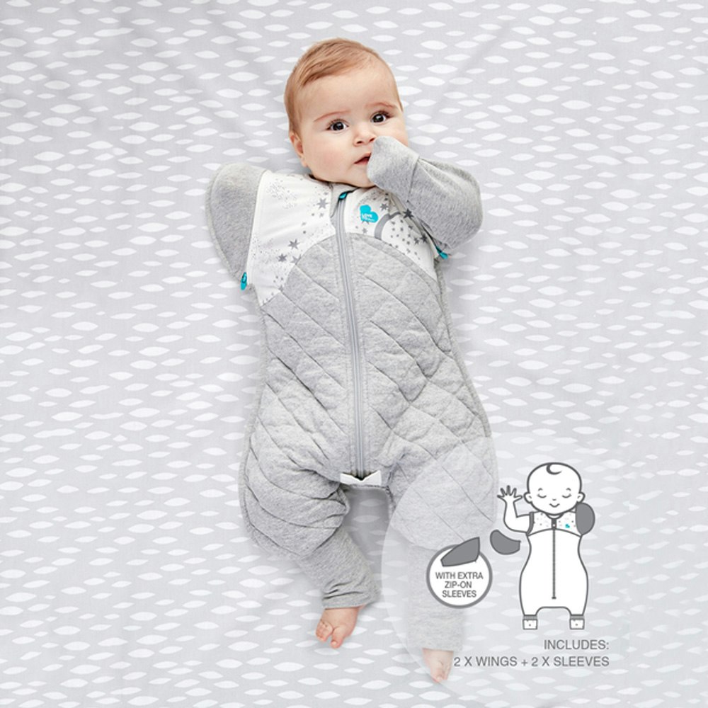 Amazon.com: Love to Dream Swaddle UP Transition Suit, Gray, Large, 19-24  lbs, Patented Zip-Off Wings and Unique Self-Soothing Sleeves, Safely  Transition from Swaddled to Arms-Free Before Rolling Over : Baby